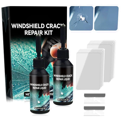 Cuoct 2PCS Windshield Crack Repair Kit,2024 New Glass Cracks Gone Repair Kit,Windshield Crack Repair Car Window Windshield Repair Kit,Glass Repair Fluid for Fixing Chips and Star Shaped Crack