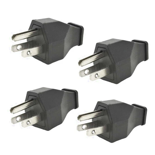 LKYUYV Straight Blade Plug,15 Amp 120-125 Volt, 2Pole 3Wire, Plug, Male Extension Cord Replacement Electrical Plugs End (Black-4pack)