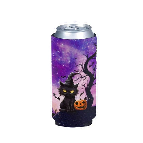 Kuiaobaty Halloween Insulated Can Sleeves Cat Print Neoprene Beer Soda Sleeve Cover for Party,Picnic Beer Can Cover for Party Decor Gift for Holiday