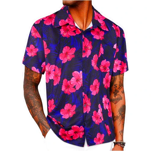 CHICGAL Mens Hawaiian Shirt Short Sleeve Summer Beach Casual Tops Button Down T Shirts with Pocket