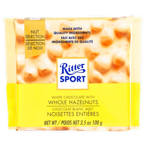 Ritter Sport, White Chocolate with Whole Hazelnuts, 3.5-Ounce Bars (Pack of 10)