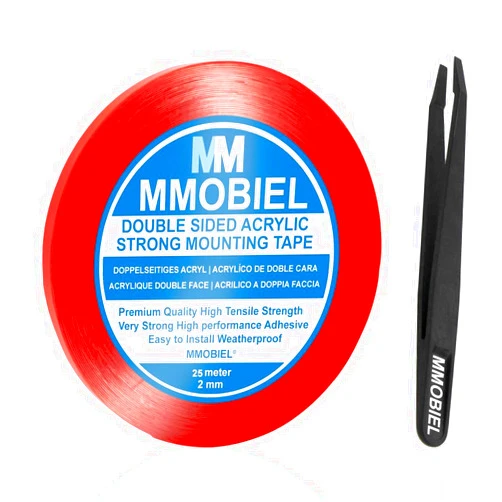 MMOBIEL 2 mm Double Sided Layer Acrylic Strong Adhesive Mounting Tape 25m Long Weatherproof Removable