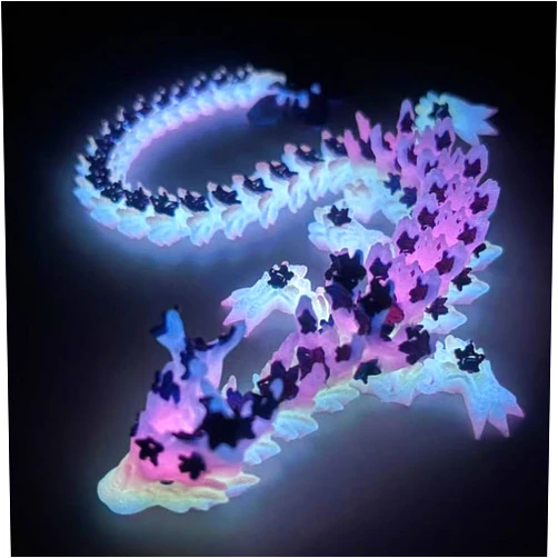 SGYYSG 3D Printed Cherry Blossom Crystal Dragon, 12 Inch Articulated & Magical Movable Dragon Model - Perfect for Display, Collection, and Unique Gift (Noctilucent Purple)