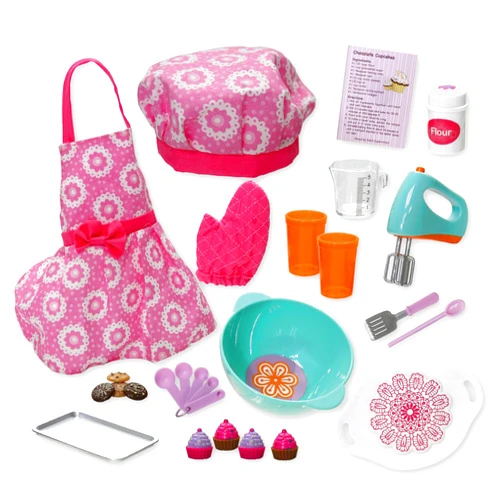 My Girl 18 INCH DOLL BAKING accessories playset fit for most 18 INCH DOLLS, Doll Furniture, Mini Play Food Cookware Cooking Utensils