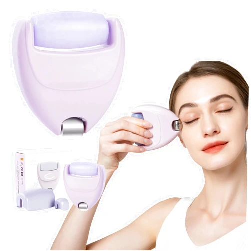 RHOS Ice Roller for Face and Eye-Facial Ice Roller Skin Care Tools for Reduce Puffiness,Reduce Migraine Pain&Muscle Tension-Protable Mini Ice Roller with Case for Travel,Womens Gifts (Pink)