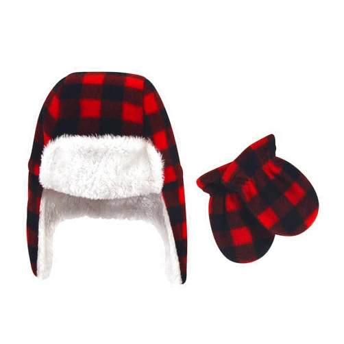 Hudson Baby Unisex Baby Fleece Trapper Hat and Mitten Set