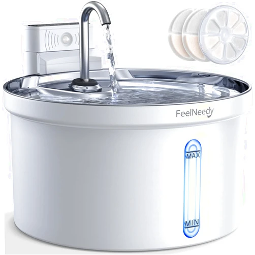 FEELNEEDY Wireless Cat Water Fountain [Water & Battery Separation] FEELNEEDY Automatic Pet Water Dispenser with Motion Sensor, 3.5L/118oz 4000mAh Battery Operated Water Fountains for Cats Dogs