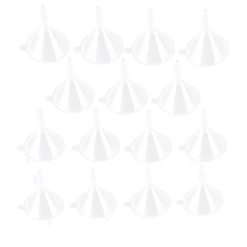 JOHOUSE 50PCS Small Funnel Mini Funnel Clear Plastic Funnels for Lab Bottles, Sand Art, Perfumes, Spices, Powder Funnel, Essential Oils, Recreational Activities