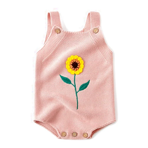 Simplee kids Baby Girls Sunflower Knit Rompers Knit Clothes for Newborn Baby Girls
