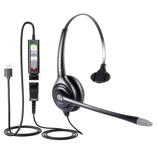 VoiceJoy USB Headset Quick Disconnect Adapter Compatible with Plantronics QD,Computer Headset with Microphone Noise Cancelling, PC Headset Wired Headphones, Business Headset for Skype, Webinar