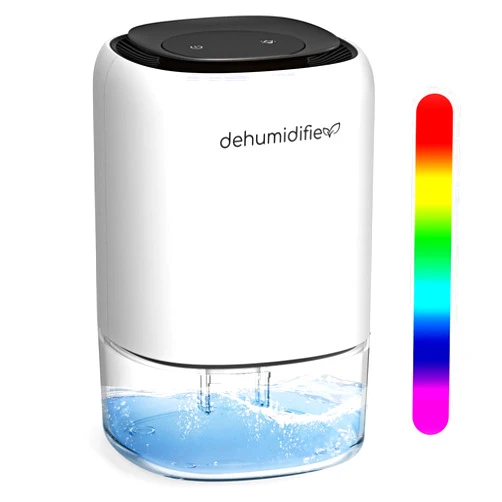 Kitette Dehumidifiers for Bathroom - Kitette Electric Dehumidifier for Bathroom with 50OZ Watertank, Quiet Deihumidifier for Bedroom Wardrobe Camper Trailer, 7 Color LED Light, Auto Shut Off