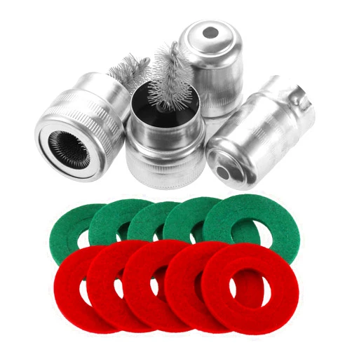 HZ-MONSTAR 2 Pcs Battery Terminal Cleaning Brush and 10pcs Battery Terminal Anti-Corrosion Washers Protector Fiber 5 Green & 5 Red for Car Marine Boat Battery
