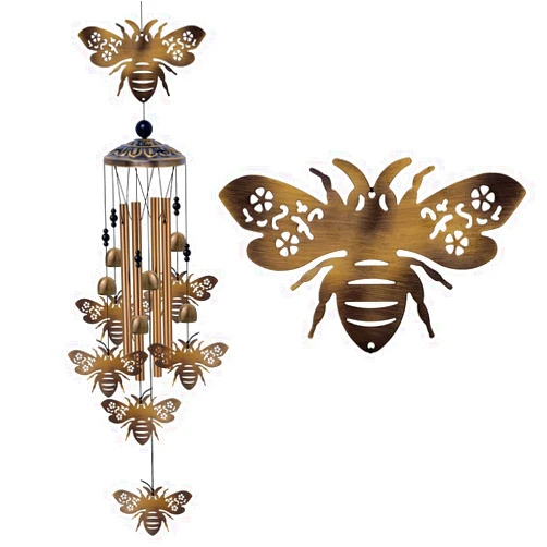 Xxschy Outdoor Bees Wind Chimes Gifts for Mom - Bronze Memorial Wind Bells, Mobile Sympathy Wind Catcher, Romantic Bee Decor, 7 Bees Windchimes for Home, Balcony, Tree, Garden Festival Hanging Decoration