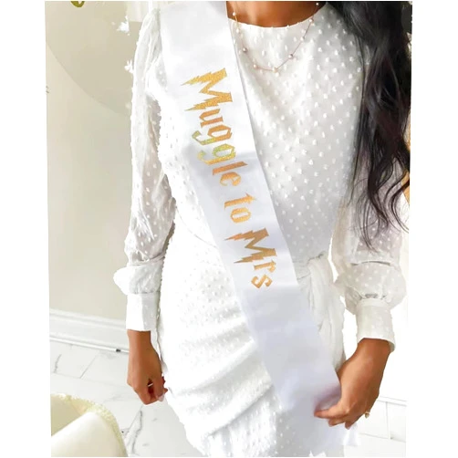 MONBISTY Muggle to Mrs Sash, Bride to be Sash,from Muggle to Mrs, Bridal Shower, Bachelorette Party Decor, Gold Glitter