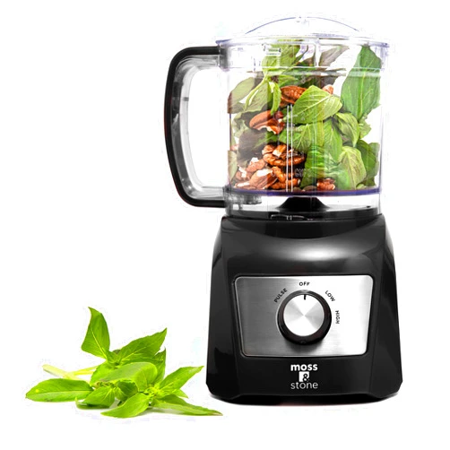 Moss & Stone 3 Cup Mini Food Processor, Strong Vegetable Chopper for Dicing, Chopping, Mincing, & Puree 300 Watts Mini Chopper With 2 Speeds, Perfect Baby Food Processor Black