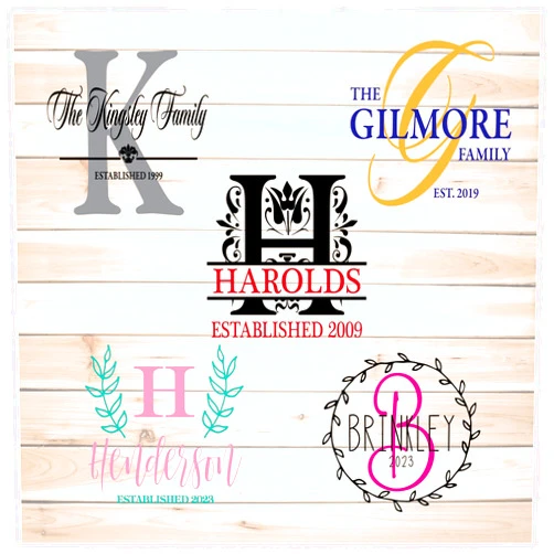 Handmade Farmhouse Wreath Family Name Personalized Last Name Vinyl Wall Decal Monogram