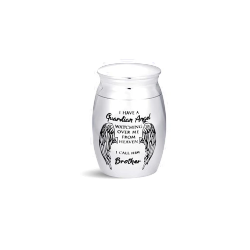 SBI Jewelry Brother My Guardian Angel Mini Cremation Urns for Human Ashes Bro Best Friends Homie Boy Men Family Memorial Keepsake Funeral Gift Holder Love 1.6