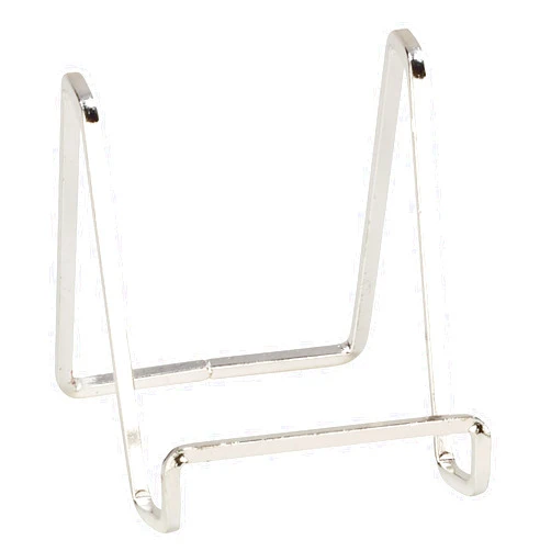 TRIPAR 3-Inch Metal Silver Plated Square Book Holder/Stand, Wire Mini Easel, Small Photo Stands for Table, Display for Picture Frames, Plaques & Plates