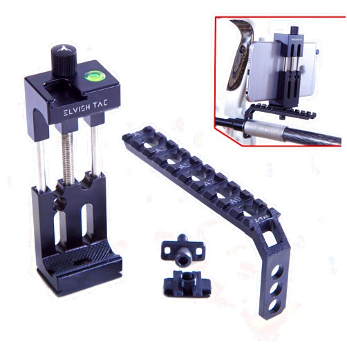 Elvish Tac Smartphone Camera Bow Phone Mount for Compound Bow Record Bowhunt iPhone Samsung GoPro (Black)