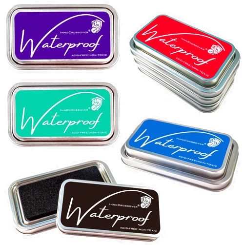 InnoCrossover Ink Pads for Rubber Stamps, Rubber Stamps Pads- Permanent, Waterproof, Stamp Pads for Card Making, Scrapbooking Supplies, Christmas Ink Stamps, Hand Stamp Ink Pad, Non-Toxic (5 Ink Pad Bundles)