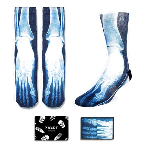 Zmart Spooky Skeleton Socks - Halloween Horror Gifts for Men, Women & Teens
