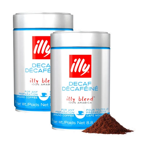 Illy Ground Espresso Coffee, Decaffeinated - Medium Roast - Mild & Balanced - 100% Arabica - Pre-Ground for Espresso- Pressurized Packaging Sealed for Freshness - 8.8oz (Pack of 2)