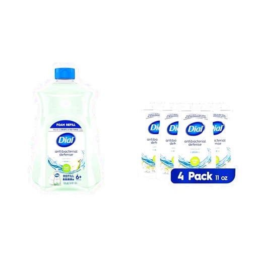 Dial Antibacterial Foaming Hand Soap Fresh Pear Refill 52 fl oz, Antibacterial Liquid Hand Soap White Tea 11 fl oz (Pack of 4)