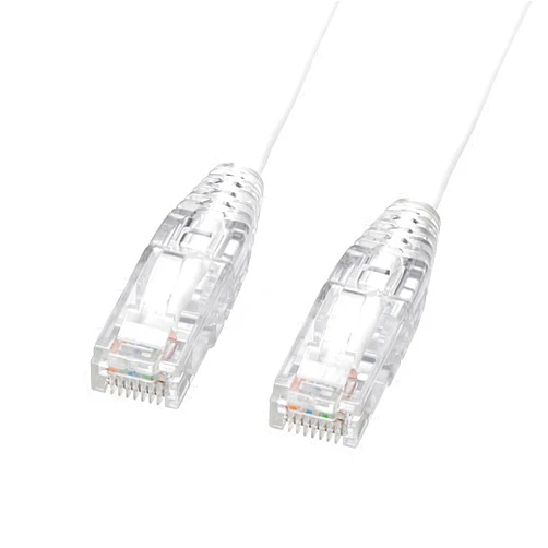 Sanwa Supply KB-SL6AYS-02W Category 6A LAN Cable (Slim, Soft, Crack Prevention Connector, 6.6 ft (2 m), White