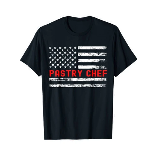 Vintage US Flag Funny Worker Graduation Gift Pastry Chef USA Flag Profession Retro Job Title T-Shirt