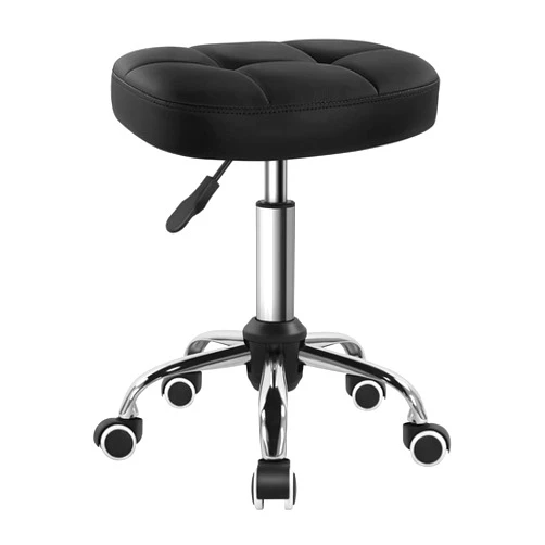 BFTOU Black Minimalist Swivel Stool with Wheel Perfect for Work SPA Shop Massage Height-Adjustable and Cost-Effective Rolling Stool Chair with Square Seat