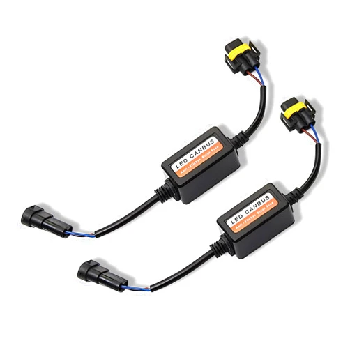 Nowkont Pack-2 Car H11/H8/H9 LED Light Decoder, Lighting System Anti-flicker Harness Adapter for Car Radio Audio Filter, Bulb Modification Warning Error Fault Decoder, Universal for Cars (Black)