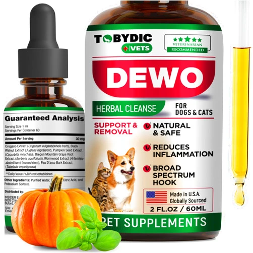 TOBYDIC Cats & Dogs Natural Broad Spectrum Intestinal Defense Treatment & Digestive Liquid Herbal Medicine - Medication Helps Remove Toxins & Parasites - Supplement Drops Made in USA