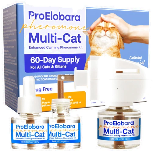 ProElobara Cat Calming Pheromone Diffuser: Cat Calming Pheromones Diffusers - Reduces Stress & Anxiety with Calming Pheromones - Cat Pheromones Diffuser / 60 Day Supply