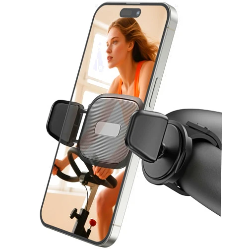 OQTIQ Phone Holder for Peloton Bike, Exercise Bike 360° Rotatable Handlebar Phone Mount with Adjustable Silicone Strap for Stroller, Shopping Cart, Gym – Fit for 4.7