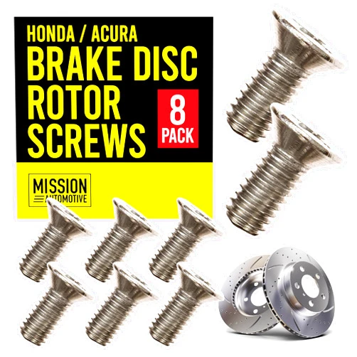 Mission Automotive 8-Pack of Rotor Screws for Brake Discs - Universal Fit for Honda, Acura, Hyundai and Kia Models - Stainless Steel Retaining Screws for Front and Rear