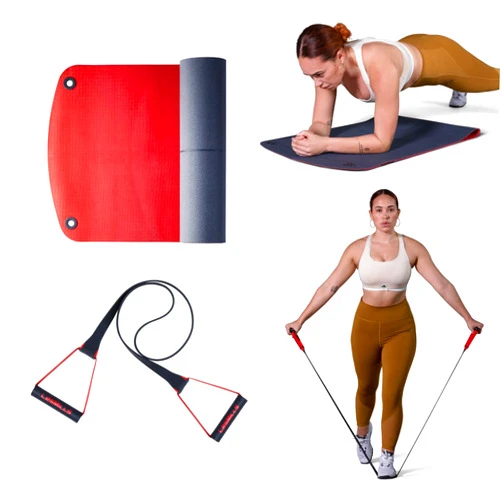 Les Mills™ SMARTBAND™ and Les Mills™ MBX MAT™ Dual Sided Exercise Mat For Yoga and Dynamic Exercise Training with Workouts Bands