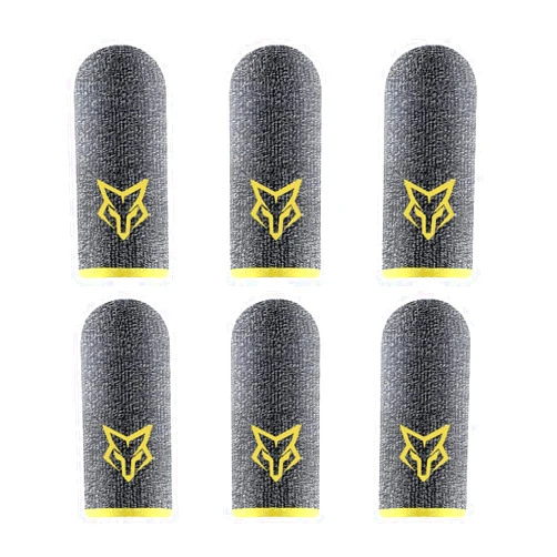 Rinsfox Extended Edition, 6D Gaming Finger Sleeve,Mobile Game Finger Sleeves, Pack of 6, Highly Conductive 100% Silver Thread, Durable 24-Needle Weave (Yellow)
