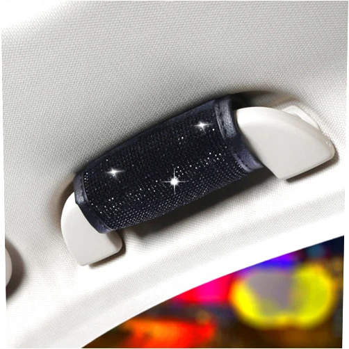 LCWLJL 2pcs/Set Crystal Diamond Car Seat Belt Shoulder Pads - Rhinestone Leather Handcraft Seatbelt Cover Bling Bling Car Accessories for Women, Lady - Universal Fit(Black Diamonds)