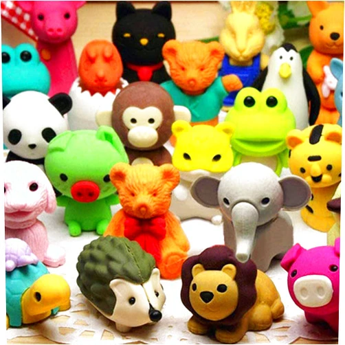 URSKYTOUS 64Pcs Animal Erasers Kids Pencil Eraser 3D Bulk Mini Take Apart Puzzle Eraser Desk Pets for Party Favors, Classroom Rewards, Game Prizes, Gift Exchange, Class Treasure Box, School Supplies