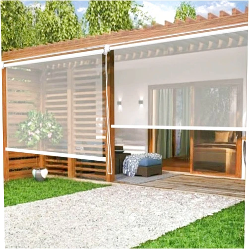 Generic Outdoor Heavy-Duty Windproof & Waterproof Clear PVC Roller Shade Thickened Insulated Vinyl Cover for Patio, Balcony, Window, Door and Garage All-Weather Protection with Grommets(W65X125IN)