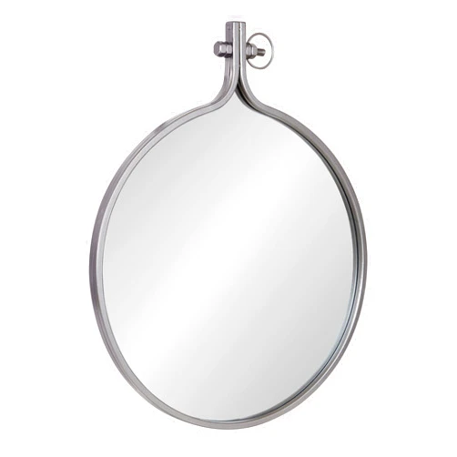 Kate and Laurel Yitro Round Industrial Rustic Metal Framed Wall Mirror, 23.5in x 28.5in, Dark Charcoal