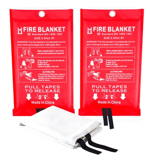 Ajiaguo Fire Blanket for Home Emergency Survival – Fiberglass Suspend Fire Flames Suspension Blankets for Home and Kitchen School Grill Garage House Warehouse Safety (2 White Fire Blankets)