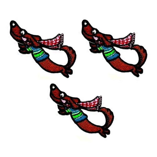 Umama Patch Set of 3 Running jump dachshund cute dog Cartoon Patch Puppy dog Iron on Patches for Kids Clothing Sew on Appliques Dress Clothes Backpacks Vest Jeans Jackets Hats