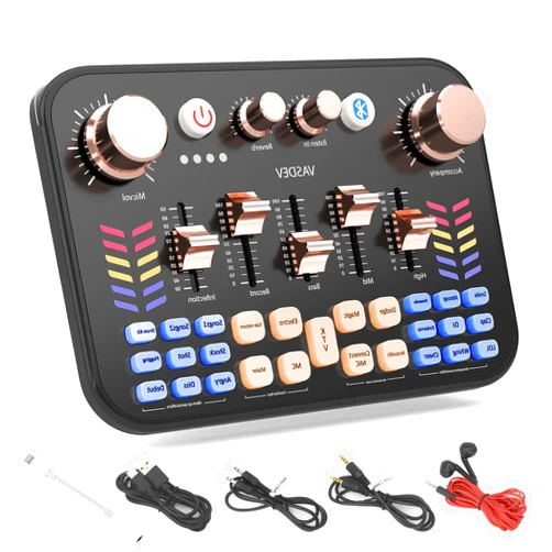 BNIFI VASDEV DJ Audio Mixers Podcast Equipment Bundle With Bluetooth Voice Changer