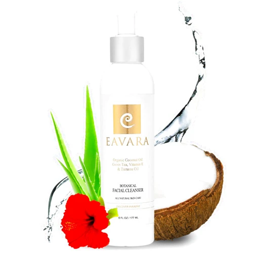 Eavara Organic Face Wash - Anti-Aging, Hydrating, Gentle Daily Cleanser for Women and Men with Coconut Oil, Aloe Vera, Activated Charcoal, and Vitamin C and E