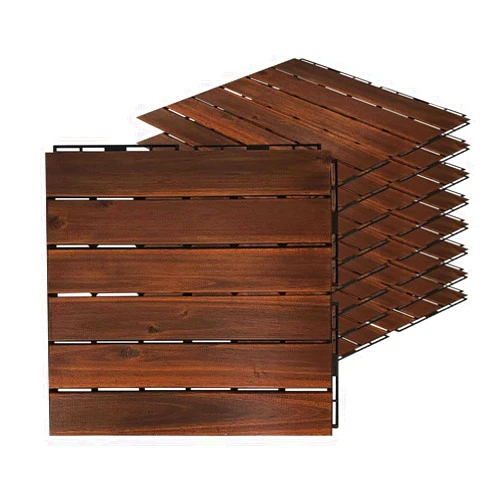 UNITURE Acacia Hardwood Interlocking Deck Tiles - Walnut Straight - 12
