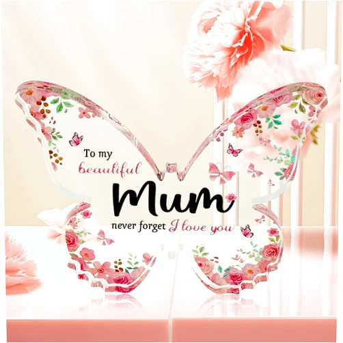 DJKKiTTQ Gifts for Mum:Beautiful Butterfly-Shaped Plaque,Thoughtful Gifts from Daughter Son, Ideal for Birthday, Mother's Day, Christmas, Best Gift Ideas, Perfect Presents （Mum）