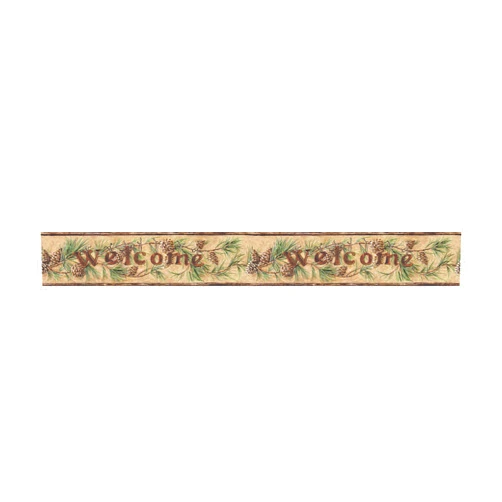 York Wallcoverings Lake Forest Lodge LM7916BD Welcome Pinecone Border, Mustard