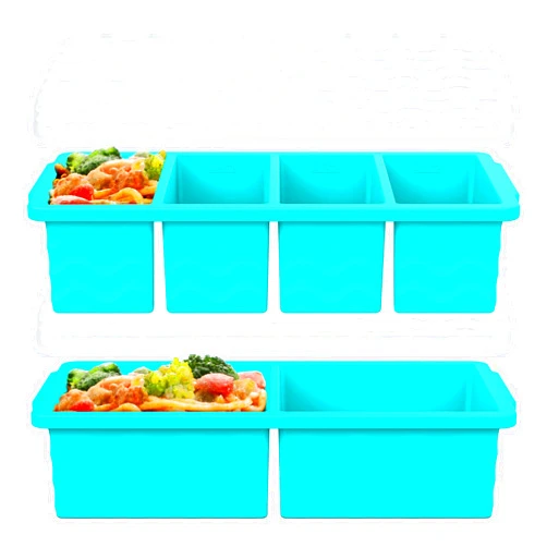 Aopigavi Silicone Freezer Trays with Lid for Soup, 1-Cup & 2-Cup Large Ice Cube Molds Food Storage Containers for Meal Prep, Freeze 250mL/125mL Portions – 2 Pack