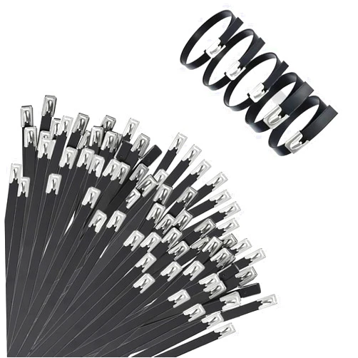 Aroono 14 inch Heavy Duty Metal Zip Ties-304 Stainless Steel, Self-Locking Design, Rust and Corrosion Resistant-Ideal for Home Improvement, Machinery, Vehicles, and Outdoor Use-400PCS, Black